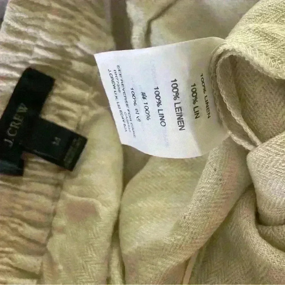 🌟J. Crew Linen Pull On Elastic Long Tan Shorts Womens Medium - Picture 8 of 10